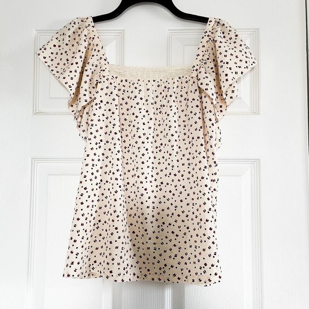 The Korner Ivory Flutter Sleeve Blouse